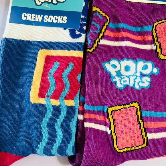 Kelloggs Pop Tarts 2 Pairs Graphic Stretch Crew Socks Adult One Size NWT - Picture 3 of 6